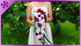 DIY How to make cascading bouquet for wedding ENG Subtitles  Speed up 501 [upl. by Boudreaux846]