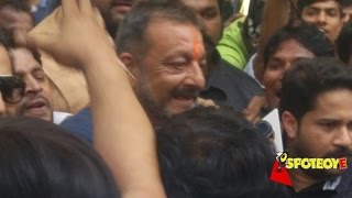 Sanjay Dutt MOBBED reaches home from Jail  SpotboyE Exclusive [upl. by Oakes616]