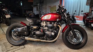 triumph bobber goldline ท่อ zard และ แต่งจัดทรงจากร้าน TEGarage [upl. by Perkoff]