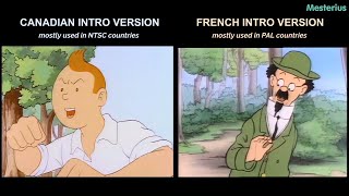 Tintin 1991 SidebySide Comparison of the Canadian and French Intros [upl. by Aikaj]