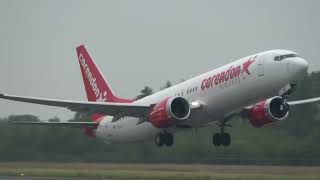 Corendon Airlines B737 MAX8 Takeoff Groningen Airport Eelde [upl. by Urbani]