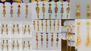 Gold Earrings Designs \ Latest Gold Long Earrings Design  Gold Earrings 2024 [upl. by Darrell934]