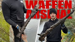 Komplettes WAFFENARSENAL aus dem FLUSS gefischt 🤯😯 Magnetfischen mit Gebrüder Lange [upl. by Atlee]