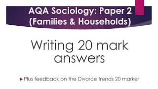 Sociology AQA Sociology  20 mark questions  divorce planning [upl. by Ellehcam]