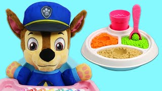 Feeding Paw Patrol Baby Chase A Healthy Meal [upl. by Ahcsim]