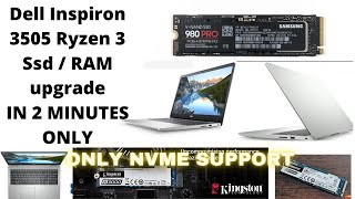 Dell Inspiron 3505 M2 NVME Ssd upgrade  Dell Inspiron 3505 m2 ssd  Ram Upgrade [upl. by Posner856]