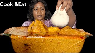 African food mukbangCook and eat with me peanut soup and fufu mukbang [upl. by Doria629]