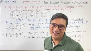 10thMath Conditions for Consistency and Inconsistency of Pair of Linear Equations in two variables [upl. by Yanad]