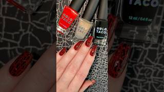 Cracked volcano nails 🌋💅 easy nail art with crackle polish🖤 [upl. by Stearne141]