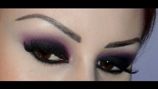 Série quotBlack Smokey Eyesquot  Vídeo 1  Preto esfumado com roxo Black and purple smokey eyes [upl. by Vinia]