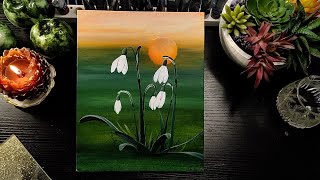 ♥︎Snowdrops♥︎ sunset Acrylic Painting🥰 [upl. by Nhguavahs]