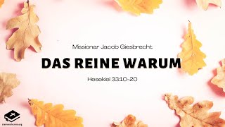 Missionar Jacob Giesbrecht  quotDas reine Warumquot 20112022 Erntedankfeier [upl. by Kelci]