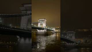 Budapest beautiful Chain Bridge on a foggy night Hungary magyar architecture bridge wow fyp [upl. by Amsirak]