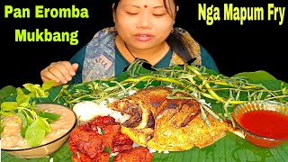 Pan Eromba Nga Pumna Taoba Chicken Kabab Red Chilli Chatni  Mukbang 🤗🤗🔥🔥 [upl. by Odiug]