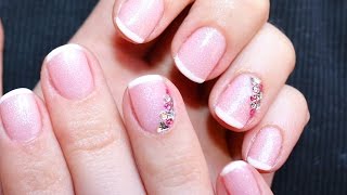 French manicure con gli strass facile e veloce con lo smalto semipermanente [upl. by Birch652]