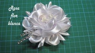 ❀ DIY  Rosa FLOR blanca ❀ Pink white FLOWER ❀ زهرة بيضاء وردي ❀ Розовый белый цветок ❀ [upl. by Madi]