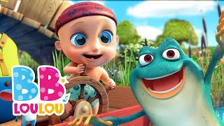 🐸Cinq Petites Grenouilles  Comptines et chansons pour enfants  BB LouLou [upl. by Ahsoyem]