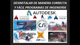 COMO DESINSTALAR CORRECTAMENTE PROGRAMAS AUTODESK DE MI PC O COMPUTADORA PROGRAMAS DE INGENIERIA [upl. by Rashida]