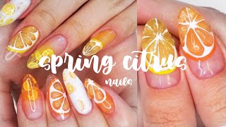 Spring Citrus Nails  How I make Cute 3D Lemon and Orange Fruit Nails [upl. by Scribner]