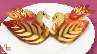 How to Make Apple Swan Garnish  Fruit Carving Video For Beginners [upl. by Claribel]