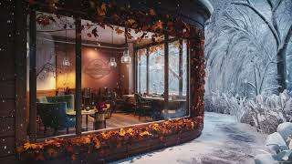 Autumn Café with First Snowfall ❄️ Smooth Warm Jazz Music ☕️ [upl. by Acinor217]