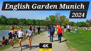 ENGLISH GARDEN MUNICH GERMANY  Englischer Garten München walking April 2024  4K 60fps no cuts [upl. by Oemac]