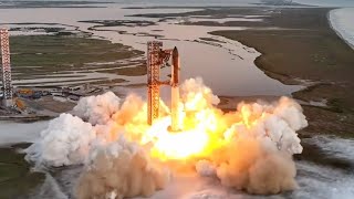 Blastoff SpaceX Starship launches on 5th flight nails chopsticks booster catch [upl. by Eisiam]