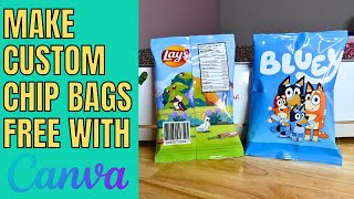 Make custom Chip bags with Canva free [upl. by Lazes]