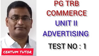 PG TRB COMMERCE  UNIT 2 ADVERTISEMENT  TEST NO 1 [upl. by Trabue72]