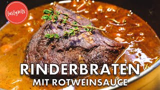 Rinderbraten mit Rotweinsauce  geschmorter Sonntagsbraten wie von Oma [upl. by Aroc779]