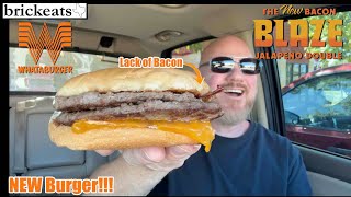 Whataburger NEW Bacon Blaze Jalapeno Double REVIEW Jalapeno Cream Cheese brickeats [upl. by Eido]