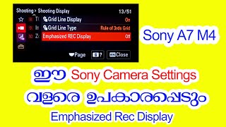 How to emphasize your REC display in your Sony Alpha IV Settings in Malayalam Display Setting Sony [upl. by Kasevich]