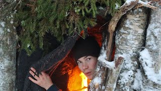 Welcome to my Warm Shelter 3 DAYS SOLO CAMPING in a Winter Cave [upl. by Pet]