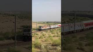 Train14707Bikaner Dadar Ranakpur Exp powered with WAP 5 BRC Spotting amidst sand dunes ofThar desert [upl. by Trautman]