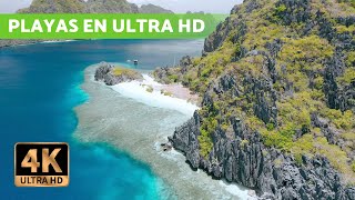 Vídeos 4K de PLAYAS RELAJANTES con música 🏝️ Paisajes en Ultra HD [upl. by Thor]