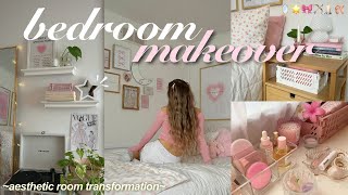 AESTHETIC ROOM MAKEOVER 🏹🪞🎀 pinterestinspired room transformation [upl. by Bette905]