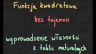 Funkcja kwadratowa bez tajemnic  wyprowadzenie własności z tablic maturalnych [upl. by Rosner]