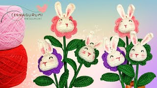 Crochet Rabbit Flower  Crochet Flower Bunny Amigurumi cennagurumi [upl. by Chiaki]