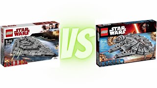 LEGO Star Wars Star Destroyer Comparison 7510575257 vs 75190 vs Sequels Millennium Falcon [upl. by Morice452]