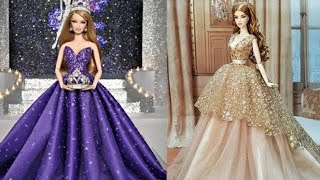 5 DIY Barbie Party Dresses  Barbie Skirt amp Glamorous Party Gown for Barbie [upl. by Upshaw279]