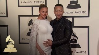 John Legend and Chrissy Teigen  Fashion Cam  58th GRAMMYs [upl. by Duwalt]