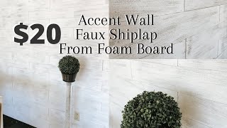 20 DIY DOLLAR TREE ACCENT WALL  FAUX SHIPLAP WALL  FOAM BOARD ACCENT WALL [upl. by Venditti629]