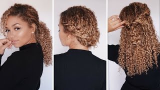 3 Super Easy Hairstyles for 3b3c Curly Hair  Bella Kurls Extensions  Ashley Bloomfield [upl. by Ayot]