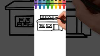 Super market video  super market drawing easy  super market building  trending shorts viral [upl. by Zirtaeb]