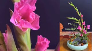 61 💐 Ikebana Mastery Arranging Pink Gladiolus and Orchids in Floral Design Tutorialquot [upl. by Elvia]