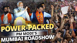 Unprecedented scenes from PM Modis magnificent roadshow in Mumbai [upl. by Zoarah]