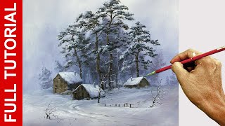 Tutorial Acrylic Landscape Painting  Winter Village  JMLisondra [upl. by Publea228]