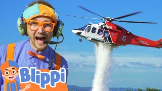 Blippi Explores a Firefighting Helicopter  Learning Vehicles For Kids  Educational Videos for Kids [upl. by Hibbert]