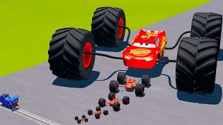 TRANSPORTING PIXAR CARS amp FRUITS WITH COLORED amp JOHN DEERE vs CLAAS vs TRACTORS  BeamNGdrive 962 [upl. by Okoyk]