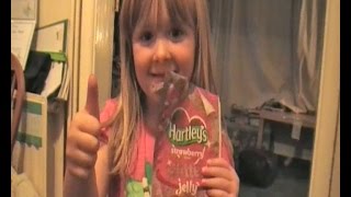 FOOD REVIEW Children make and taste test Hartleys Strawberry Flavour Glitter Jelly [upl. by Neral]